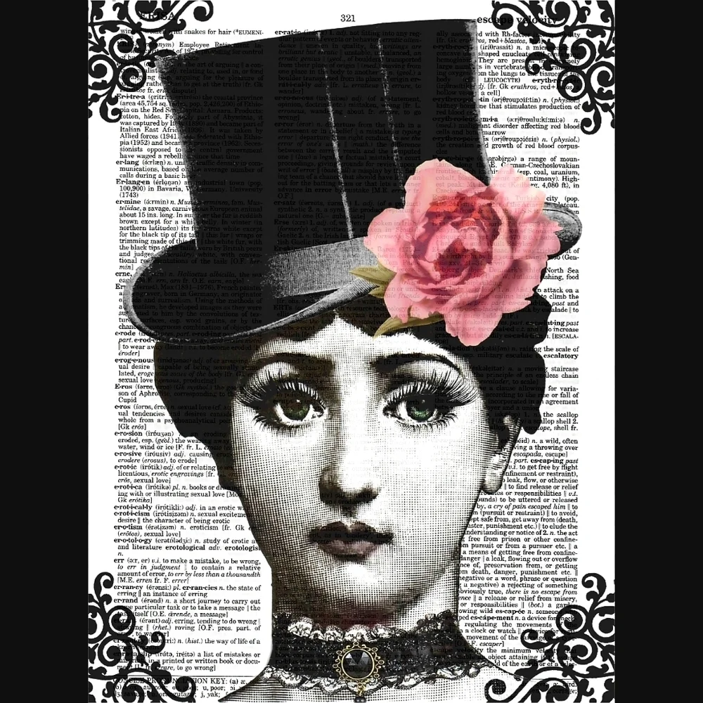 Steampunk Lady Vintage Dictionary Art Print Decor
